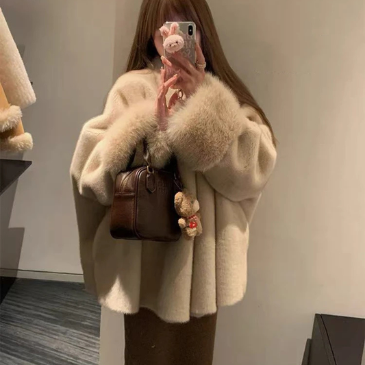 Manteau Femme en Fausse Fourrure Effet Mink